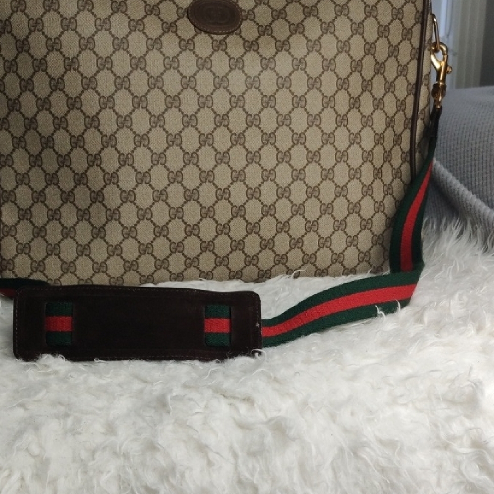 Gucci Monogram Canvas Bag with Red and Green Strap